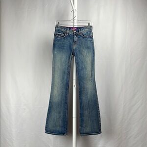 Landlubber Flare Jeans Low Rise Distressed Stretch Denim Medium Wash Women’s 25